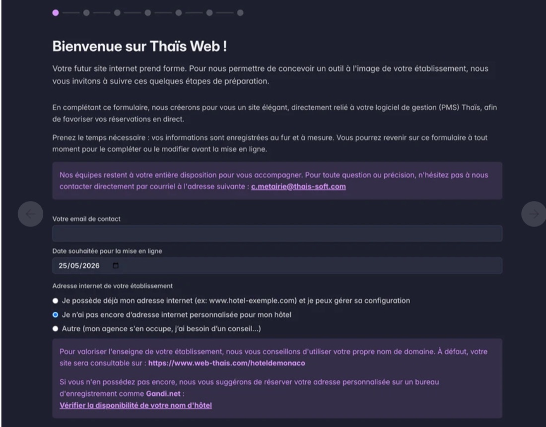 Onboardingformulier van Web Thaïs